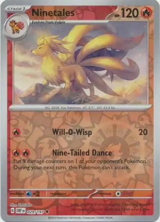 Obsidian Flames Ninetales #29/197 reverse holo
